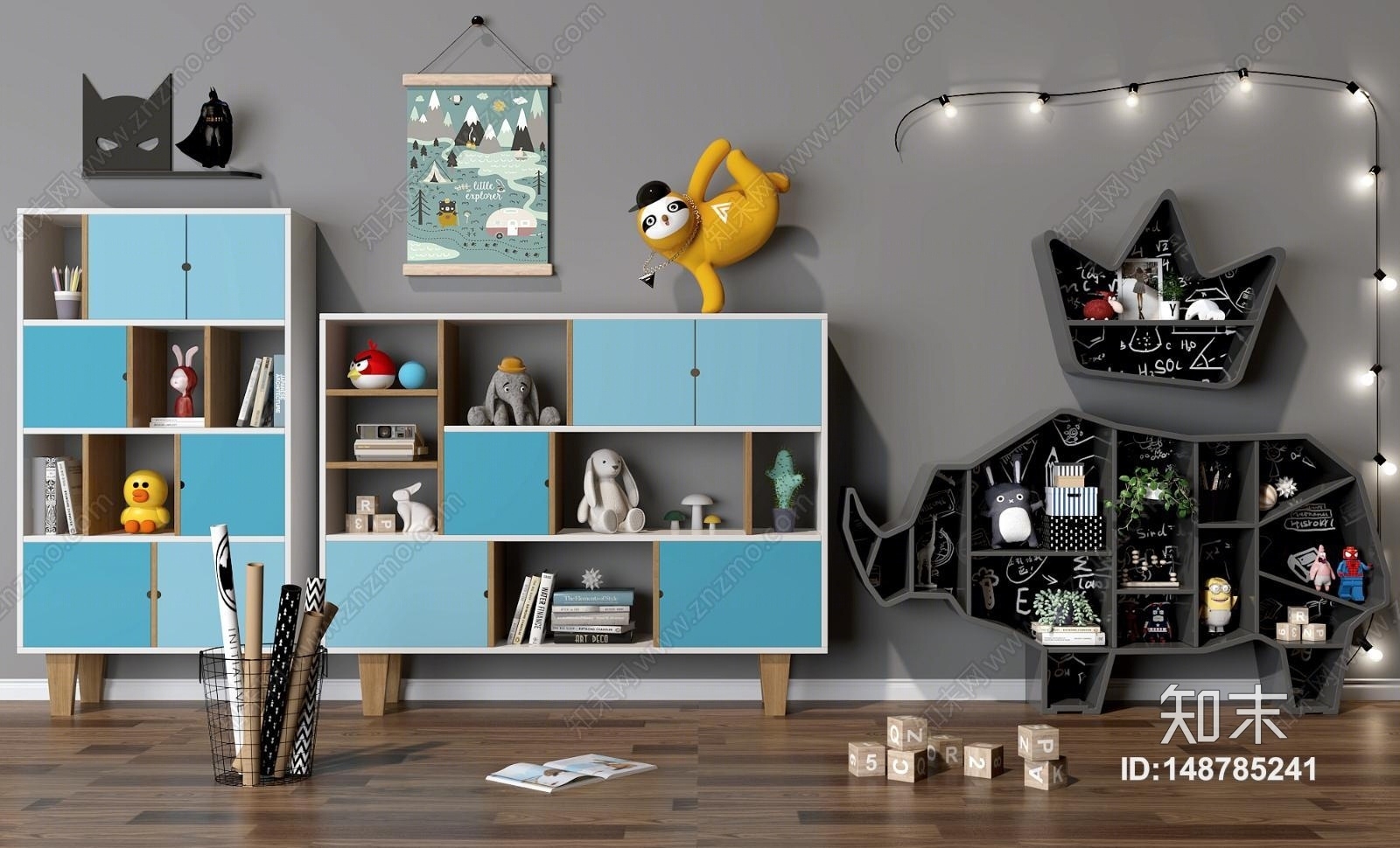儿童书柜书架玩具3D模型下载【ID:148785241】
