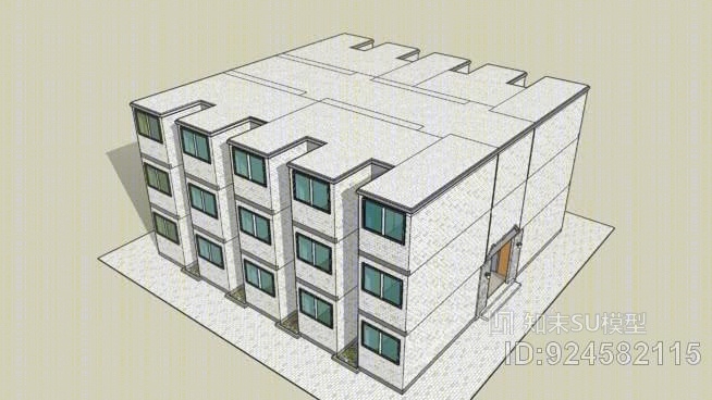 城市公寓建筑SU模型下载【ID:924582115】