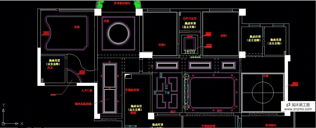 一个户型，多个方案，家装图纸全cad施工图下载【ID:56906951】