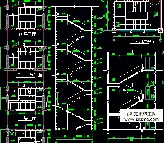 办公楼楼梯大样cad施工图下载【ID:66948091】