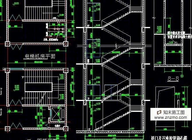 办公楼楼梯大样cad施工图下载【ID:66948091】