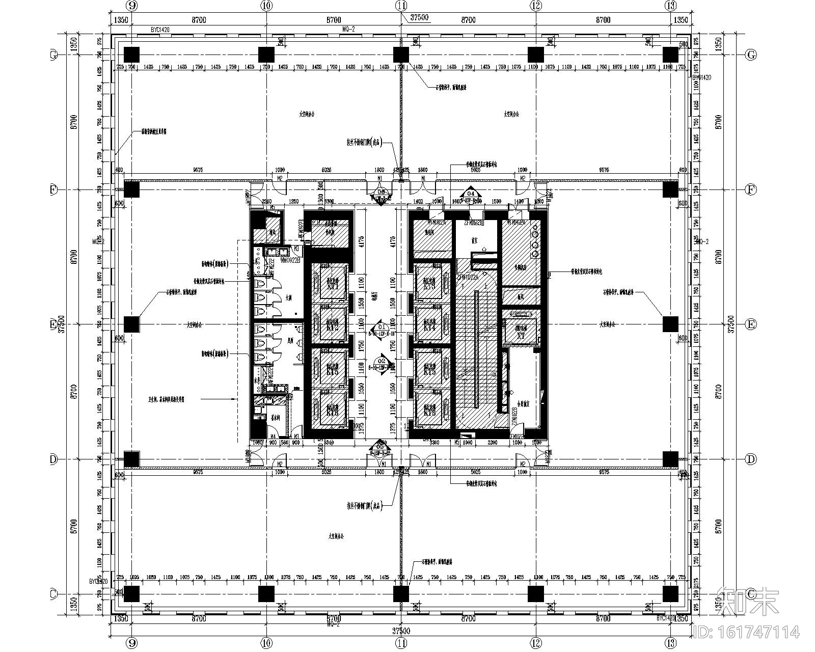 [上海]葛洲坝大厦办公楼室内装修竣工图+效果图施工图下载【ID:161747114】