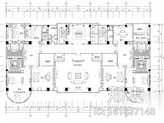 [苏州]奢华欧式风格商务会所六层董事区室内装修图（含效...施工图下载【ID:161827148】