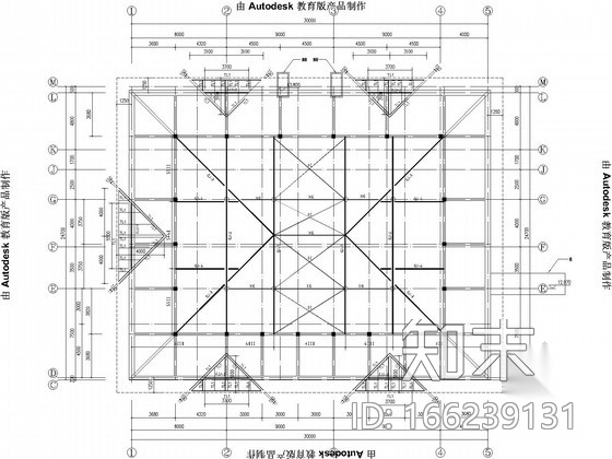 仿古坡屋顶框架结构施工图cad施工图下载【ID:166239131】