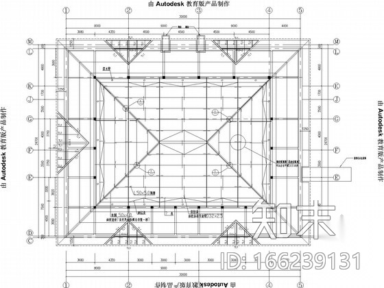 仿古坡屋顶框架结构施工图cad施工图下载【ID:166239131】