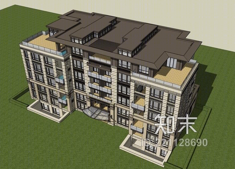 现代多层住宅SU模型下载【ID:221128690】