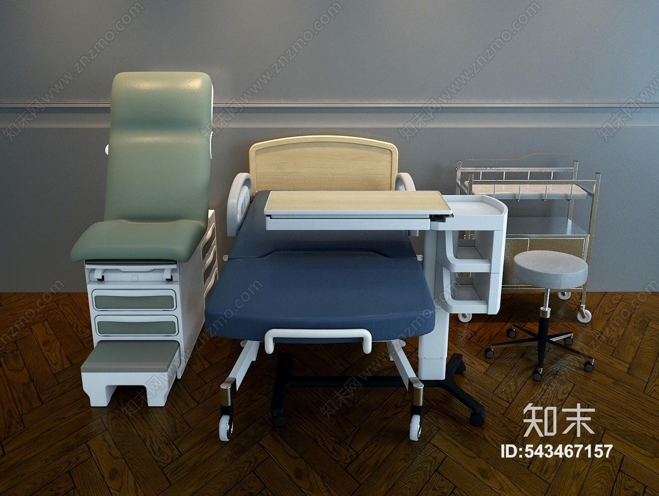现代病床3D模型下载【ID:543467157】