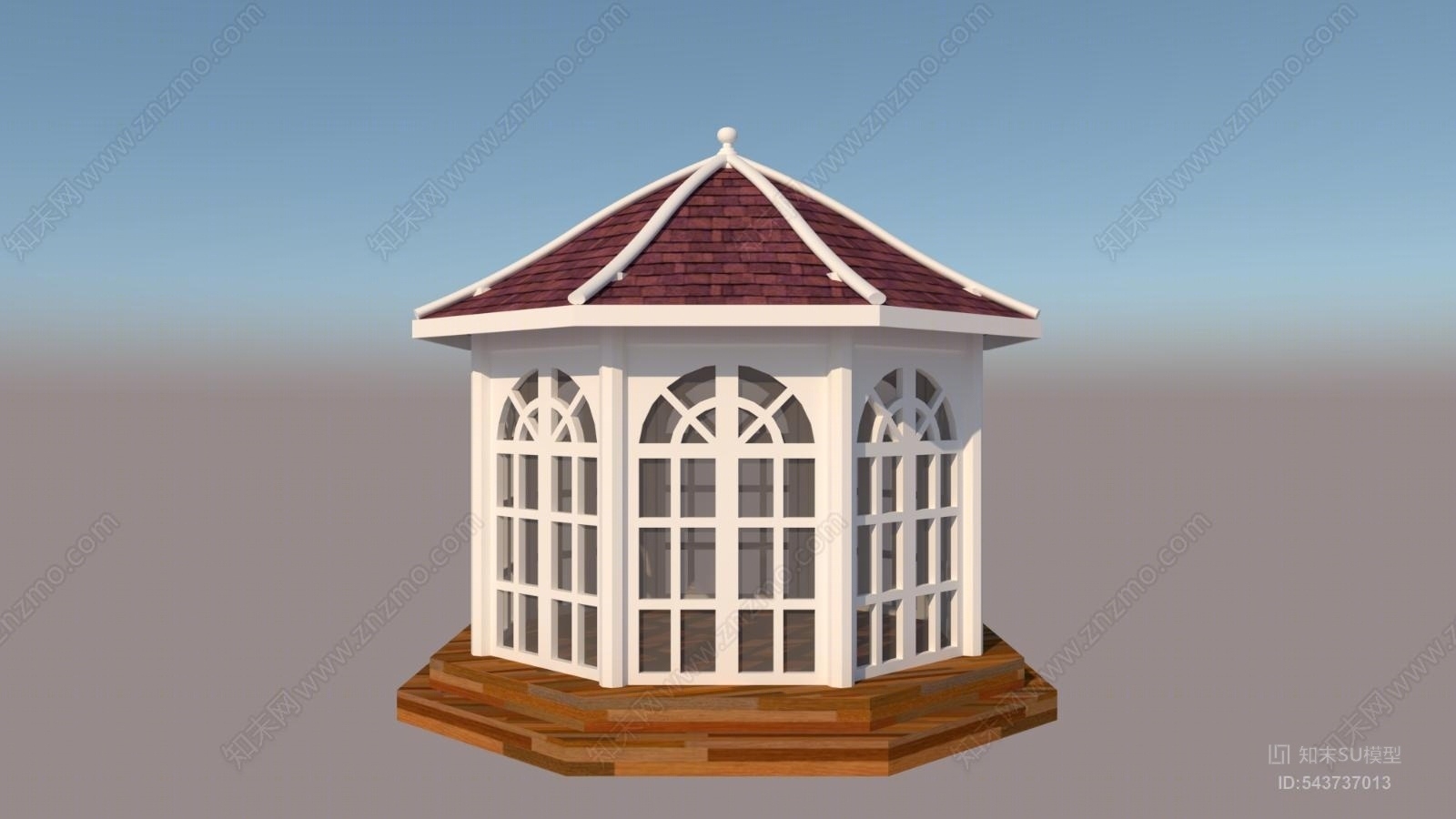 欧式八角凉亭SU模型下载【ID:543737013】