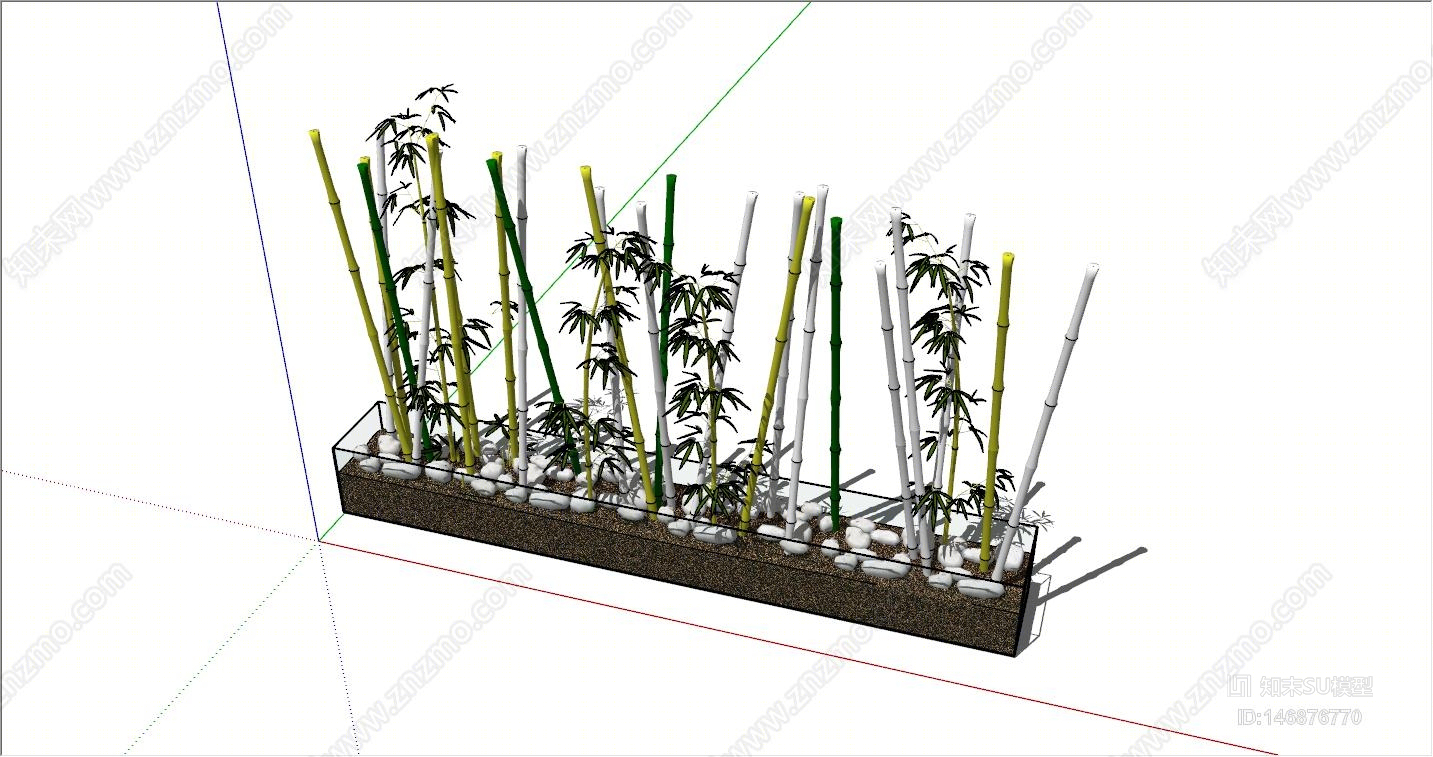 中式室外别墅竹子端景SU模型下载【ID:146876770】