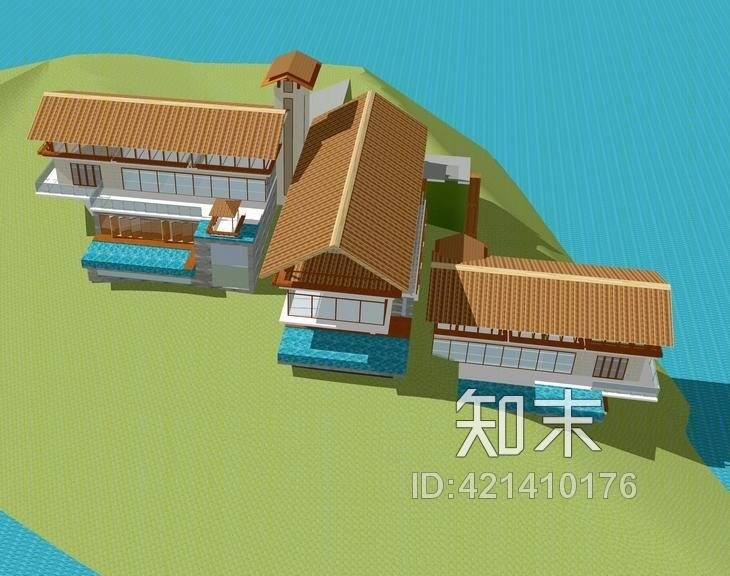 东南亚沿湖山地会所SU模型下载【ID:421410176】