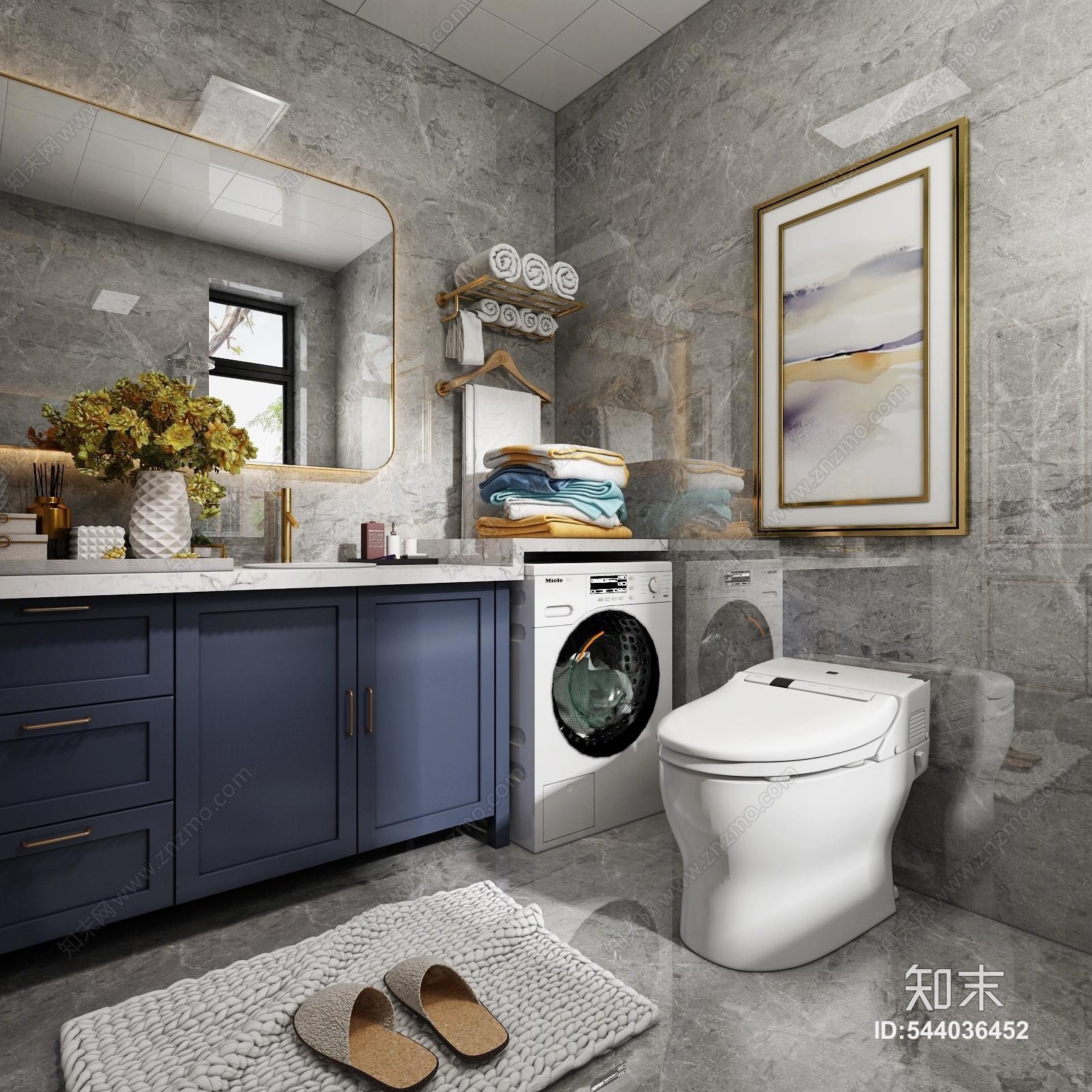 美式卫生间模型3D模型下载【ID:544036452】