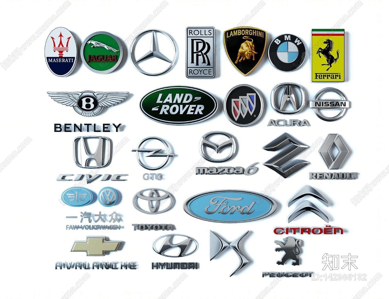 现代汽车标志组合3D模型下载【ID:142986132】