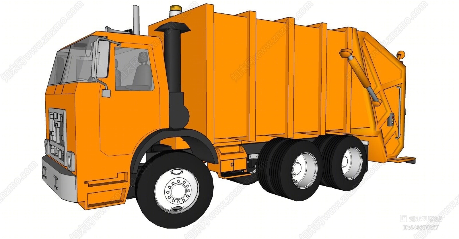 现代风格清洁垃圾车SU模型下载【ID:549375827】