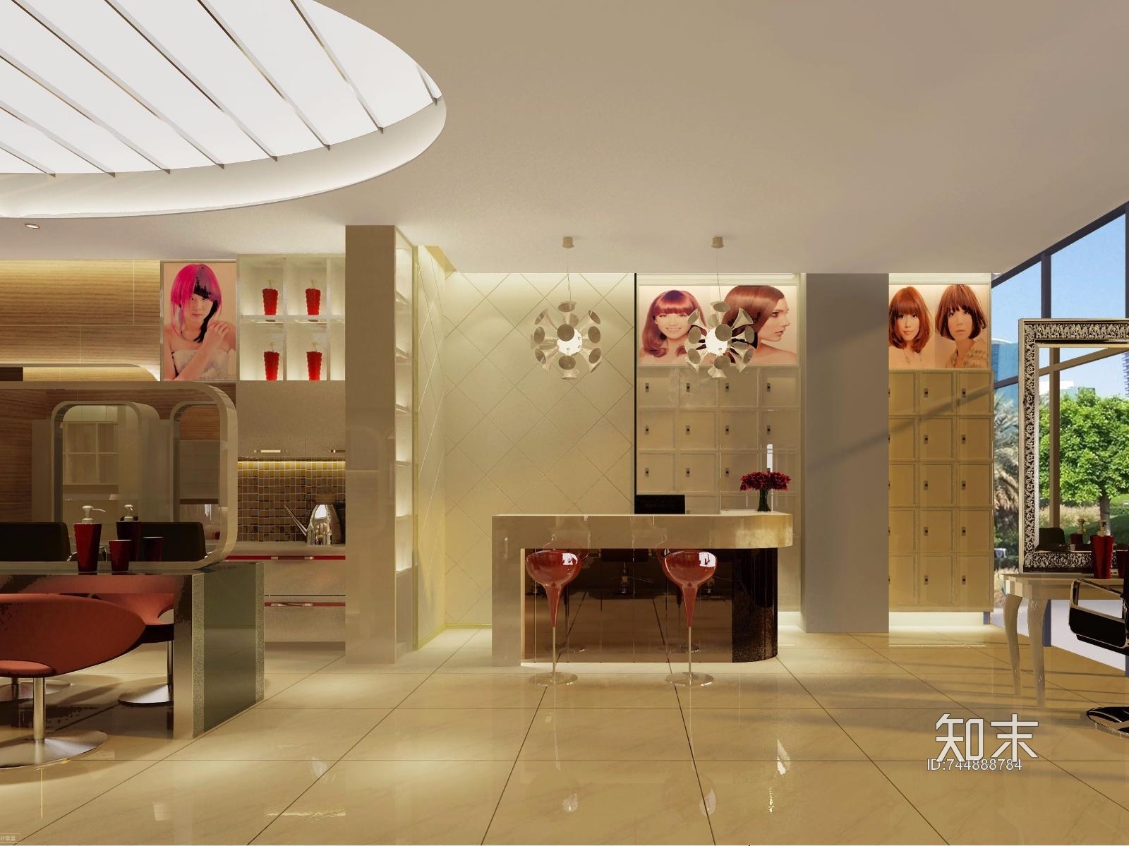 理发店的施工图和效果图cad施工图下载【ID:744888784】