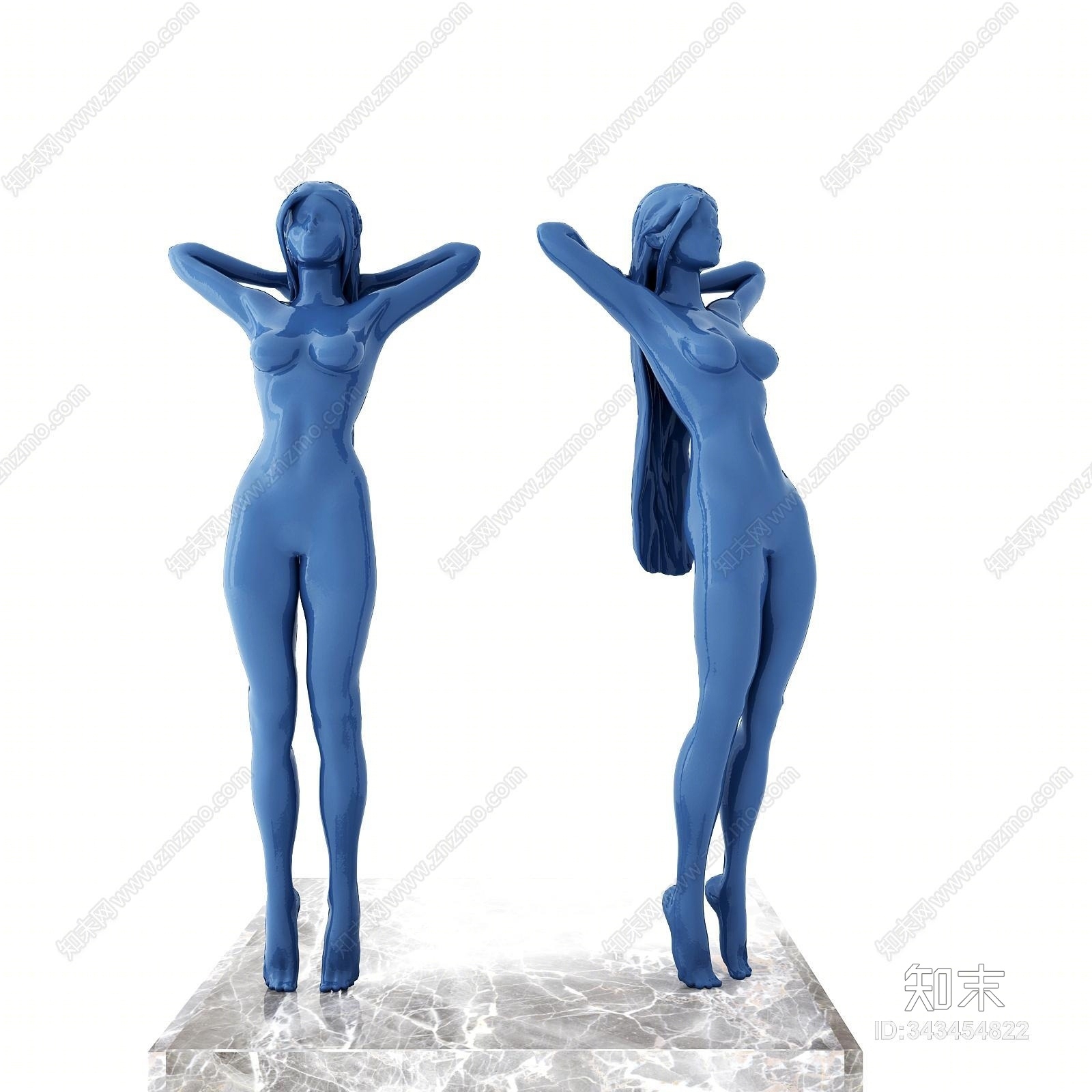 现代美女人物雕塑摆件3D模型下载【ID:343454822】