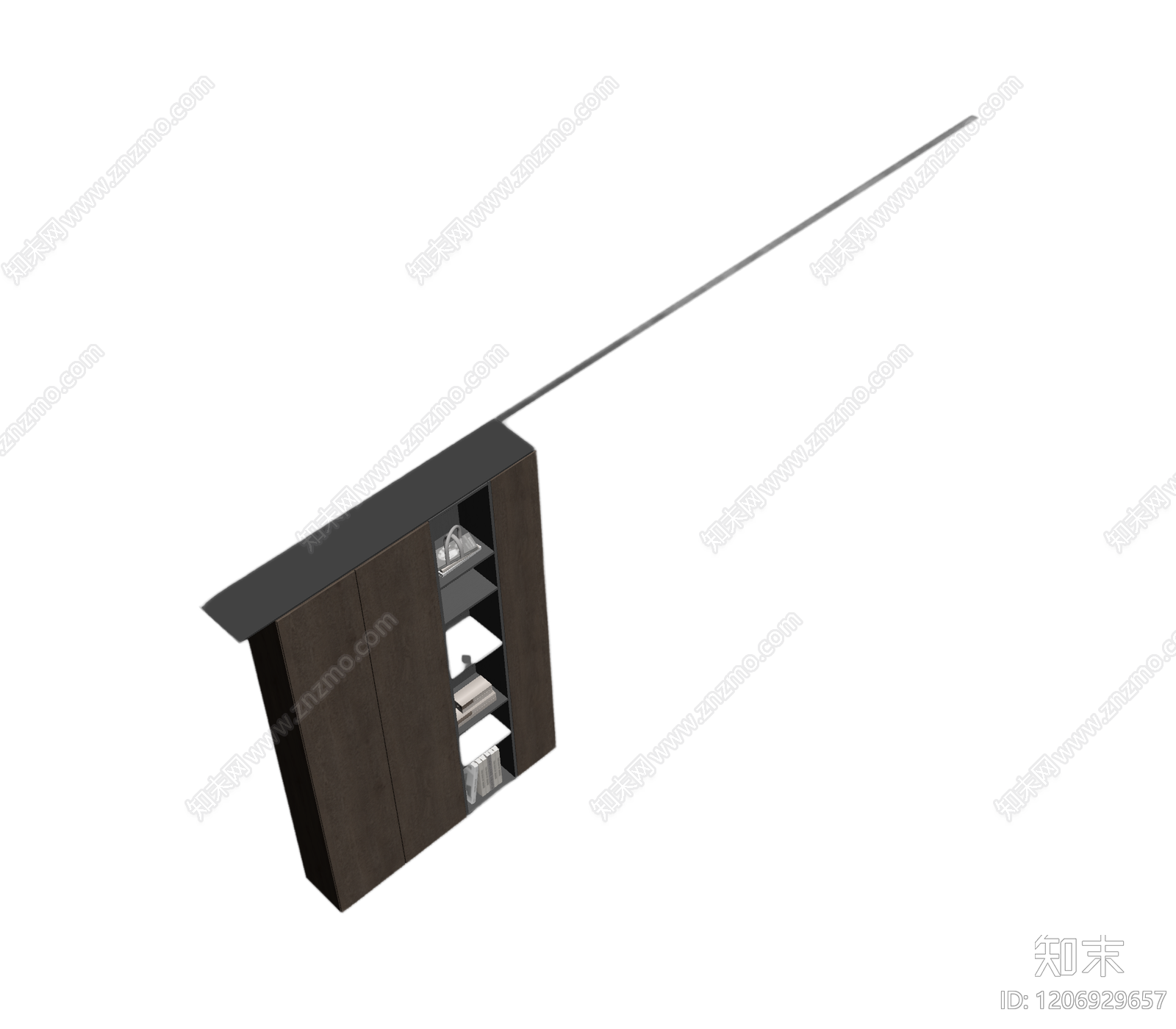 深色书柜组合体3D模型下载【ID:1206929657】