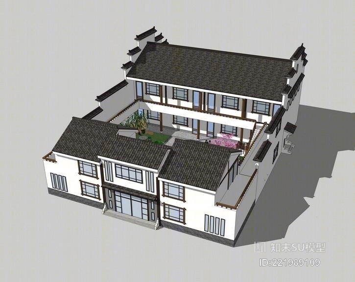 中式农村自建房SU模型下载【ID:221989109】
