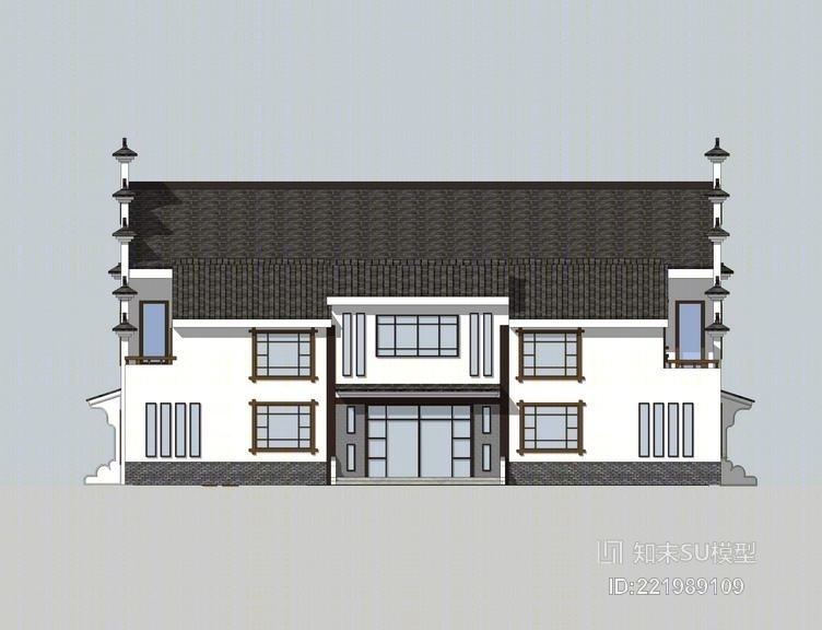 中式农村自建房SU模型下载【ID:221989109】