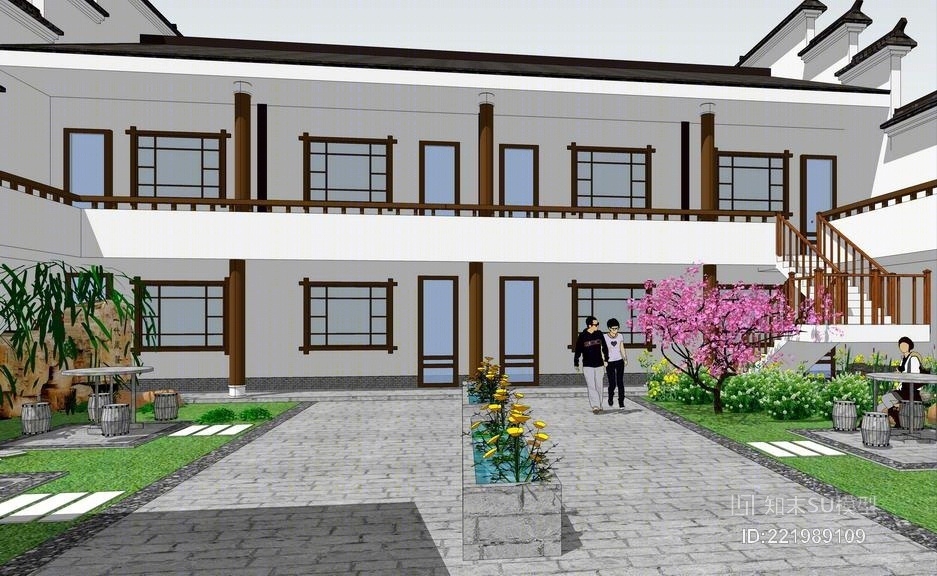 中式农村自建房SU模型下载【ID:221989109】