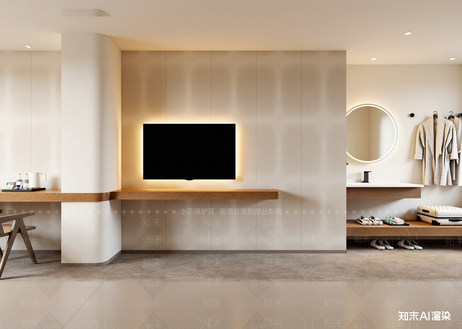 侘寂酒店客房3D模型下载【ID:1215130392】