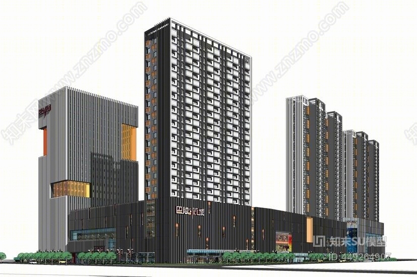 现代商业综合体SU模型下载【ID:449264907】