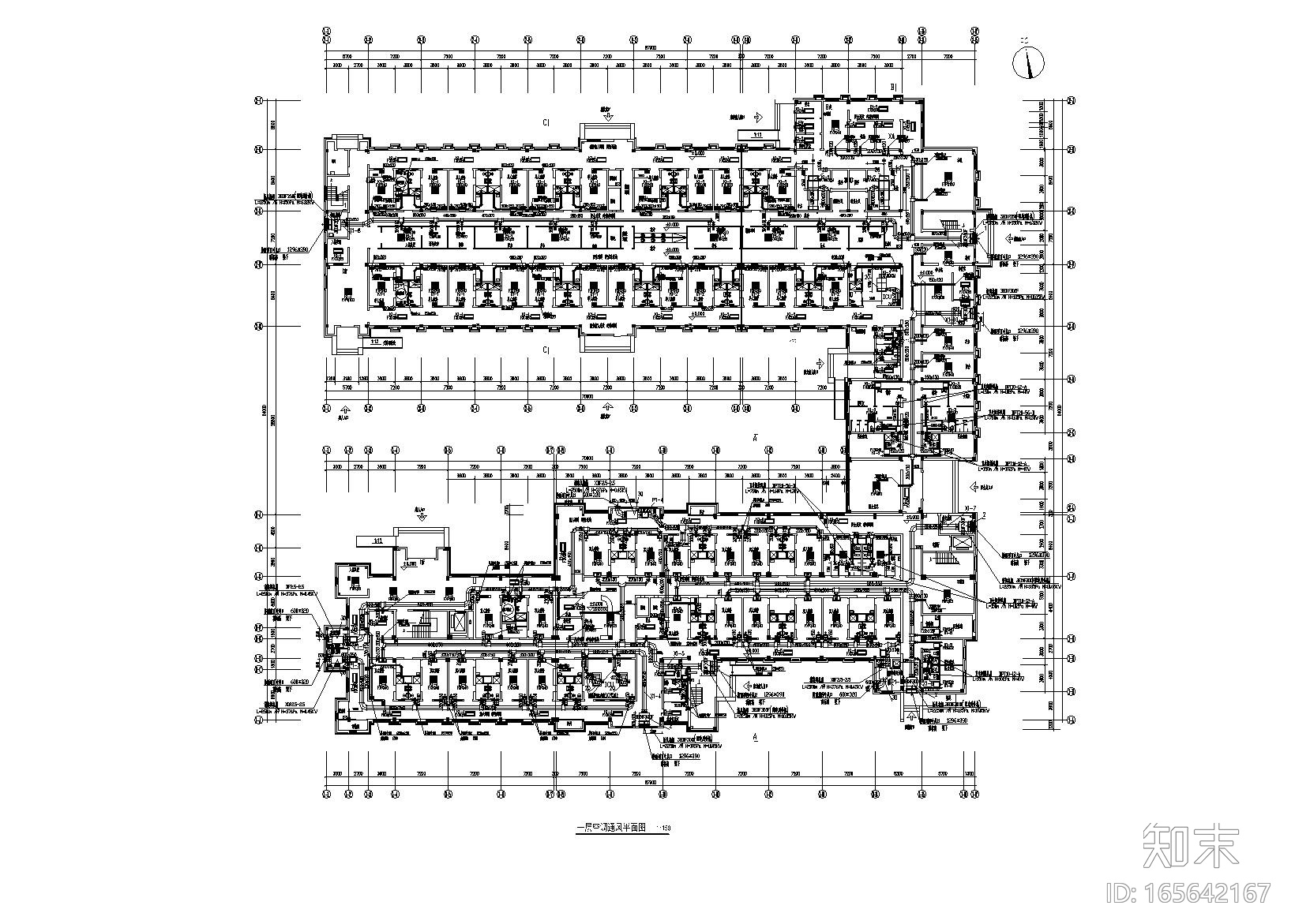 三层医院病房楼暖通施工图（万级净化）施工图下载【ID:165642167】