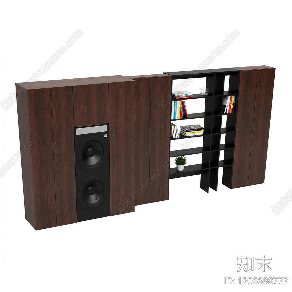 组合式电视墙柜体3D模型下载【ID:1206898777】