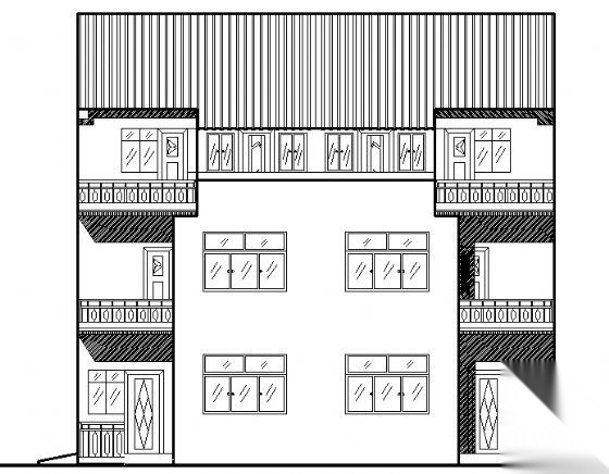 某三层瓦屋顶住宅建筑方案图cad施工图下载【ID:166715107】
