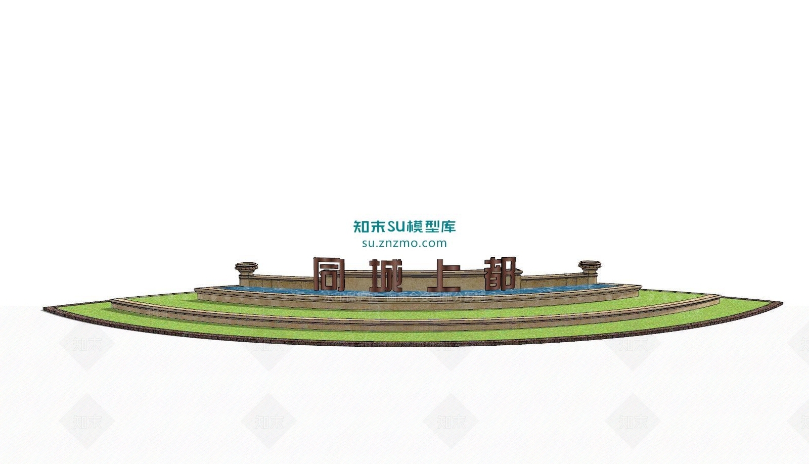同城上都景观墙SU模型下载【ID:166383222】