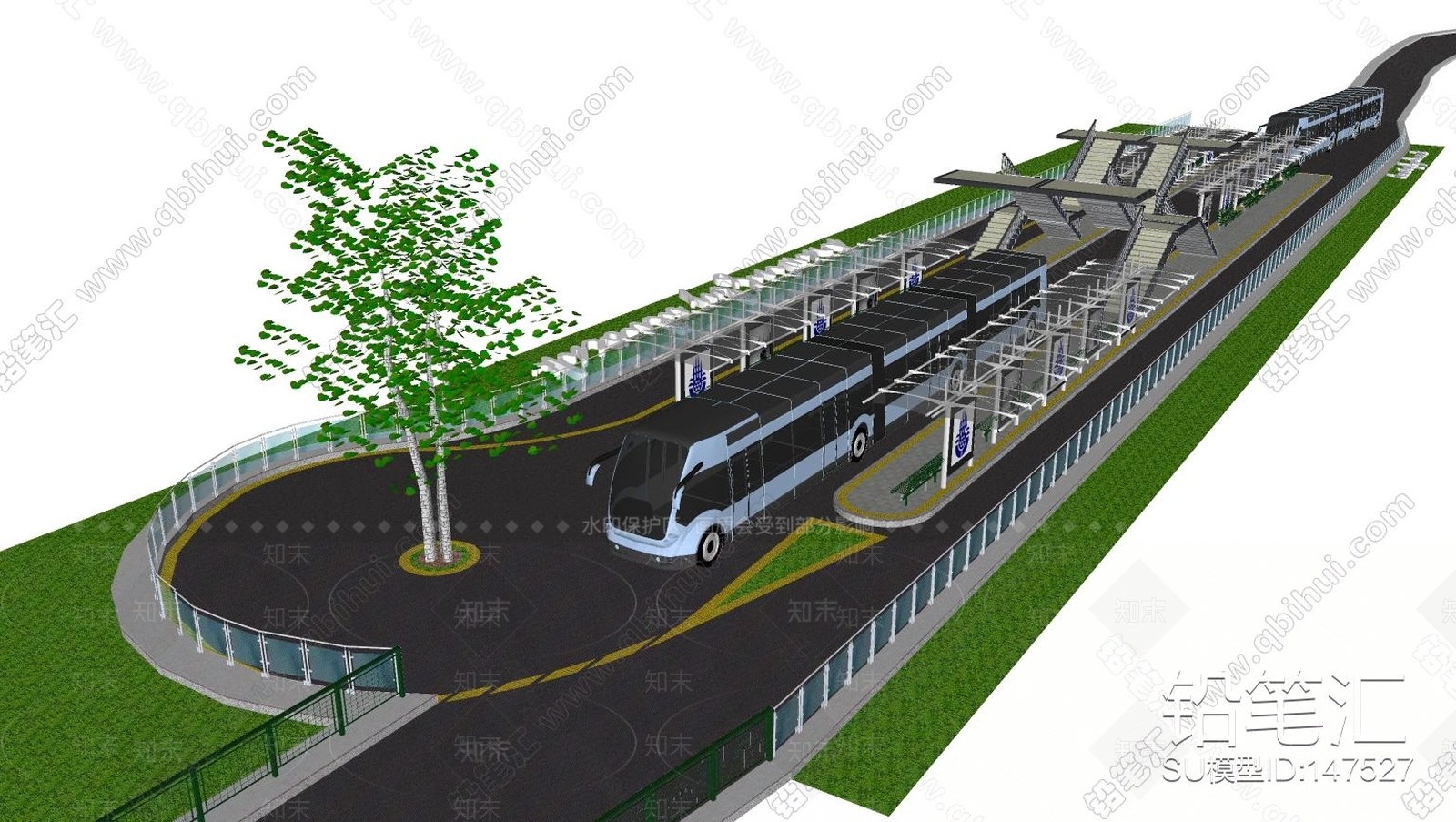 道路景观SU模型下载【ID:180400266】