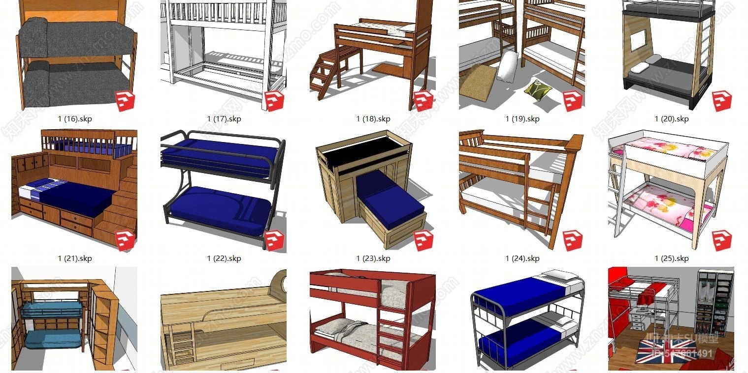 现代风格儿童上下床SU模型下载【ID:547661491】