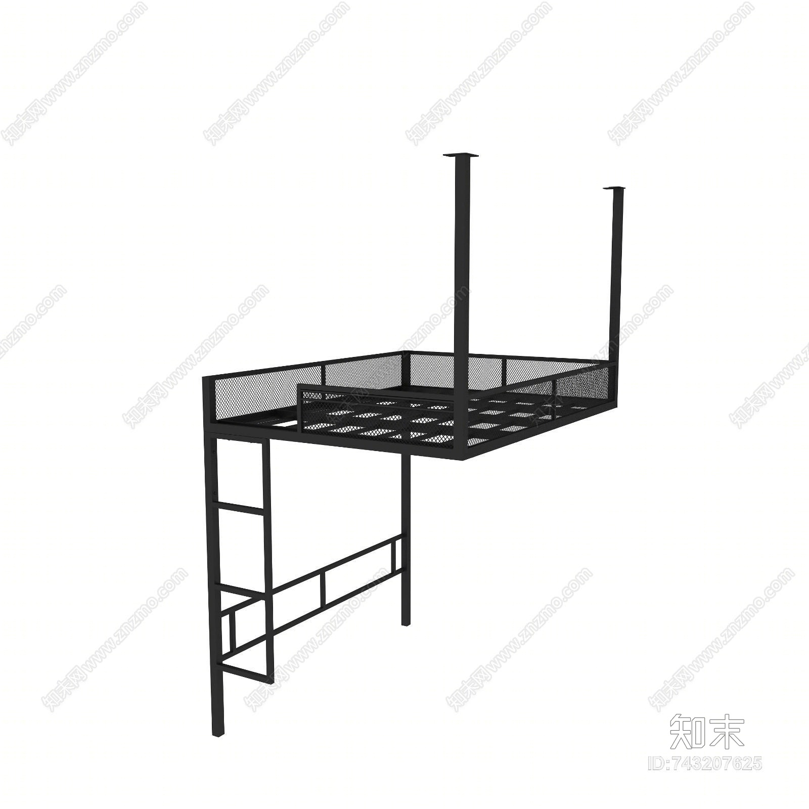 工业风铁艺架子床3D模型下载【ID:743207625】