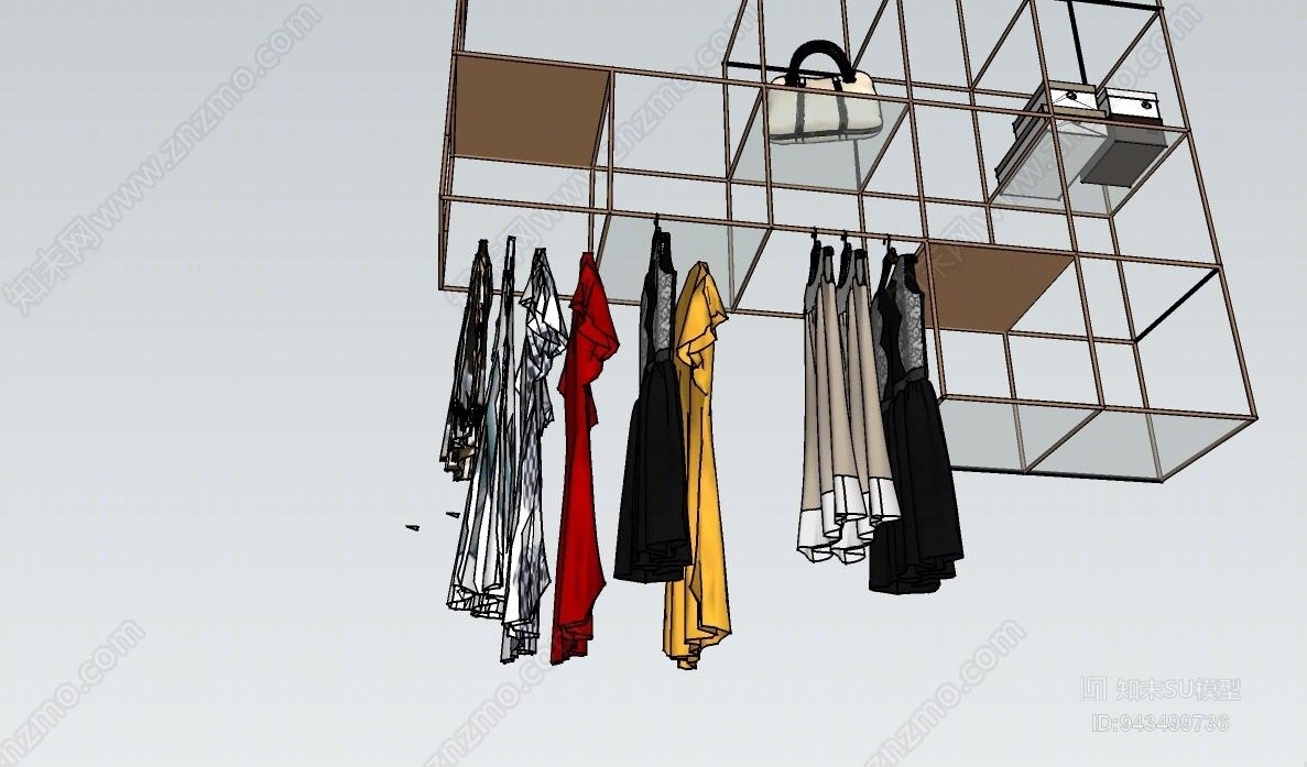 现代服装展示组合SU模型下载【ID:943499736】