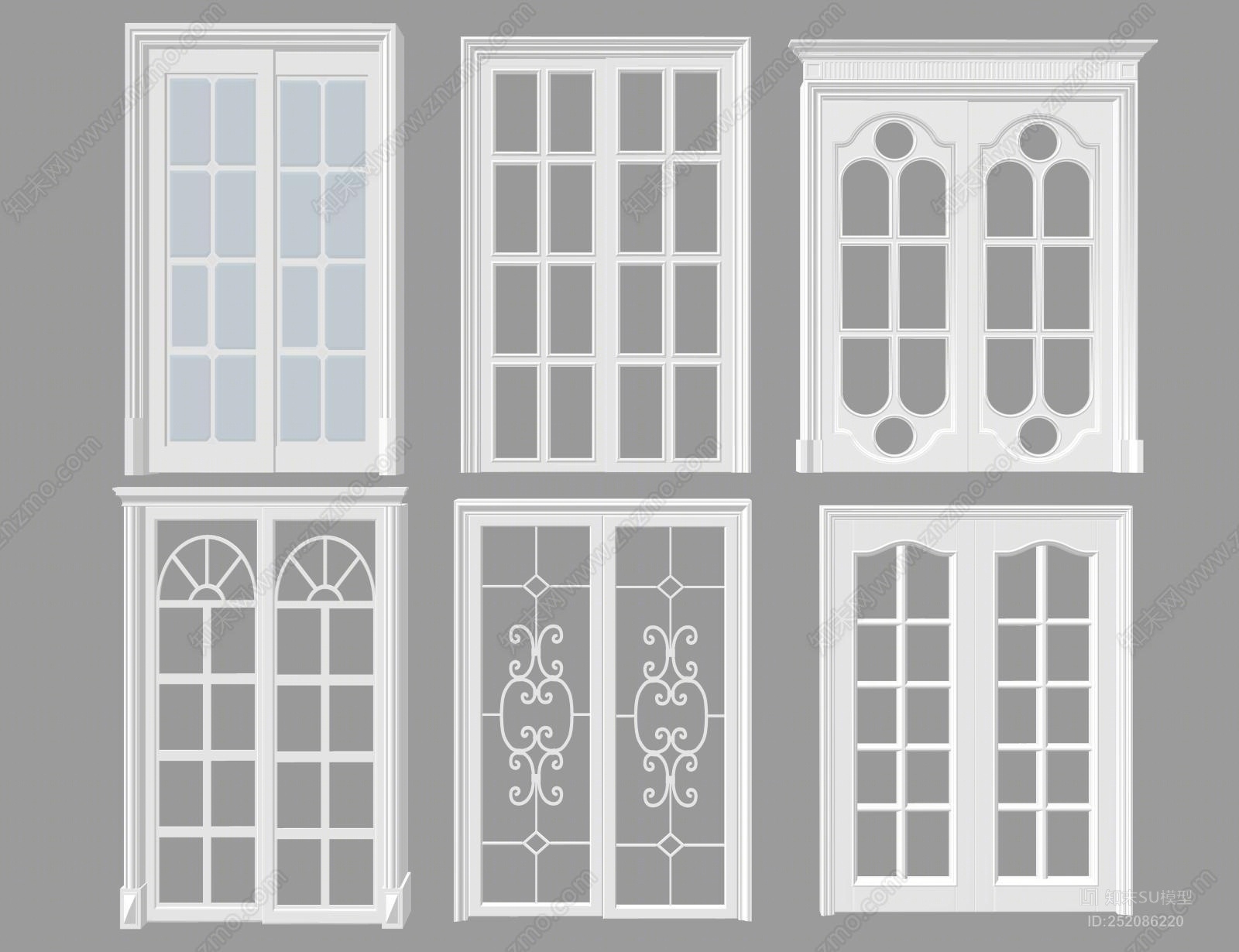 欧式风格推拉门SU模型下载【ID:252086220】