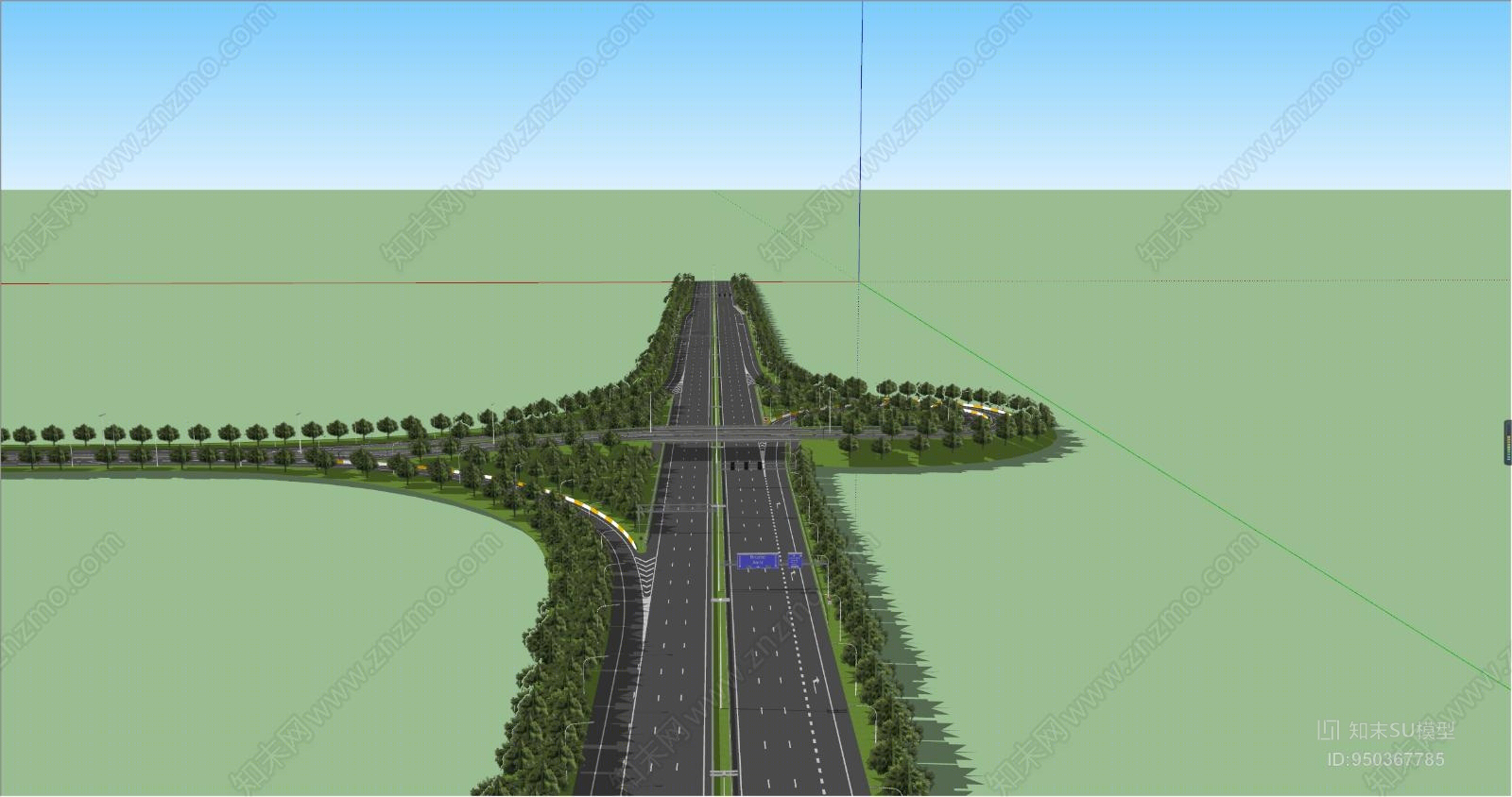 现代风格道路SU模型下载【ID:950367785】