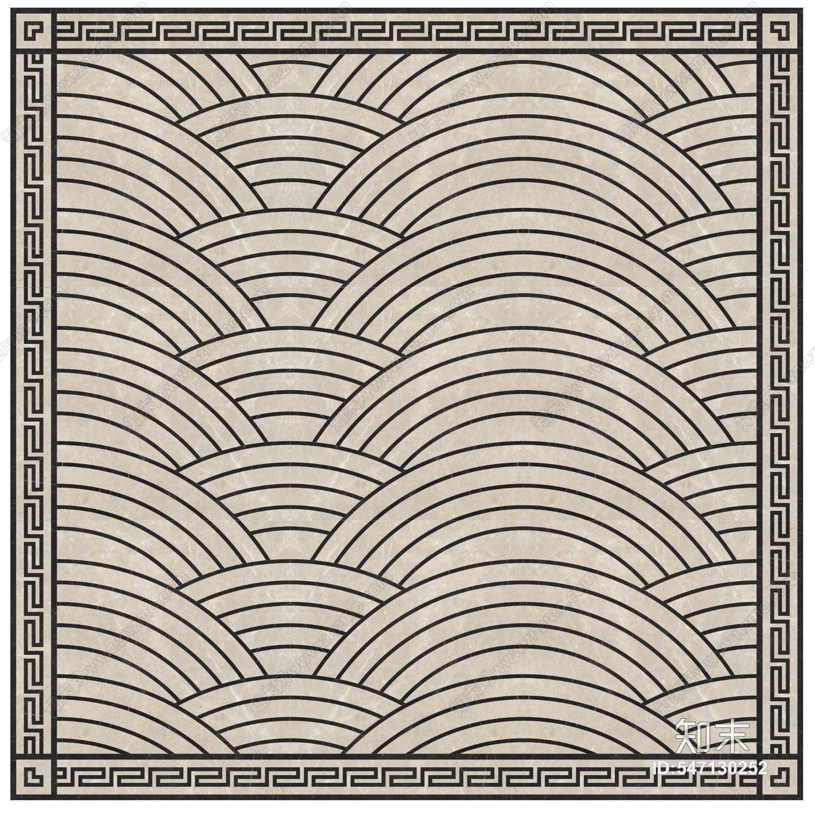 新中式大理石拼花云纹海纹造型贴图下载【ID:547130252】