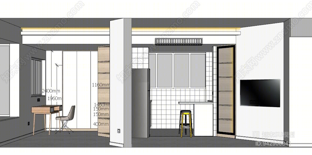 北欧风格客厅SU模型下载【ID:942906841】