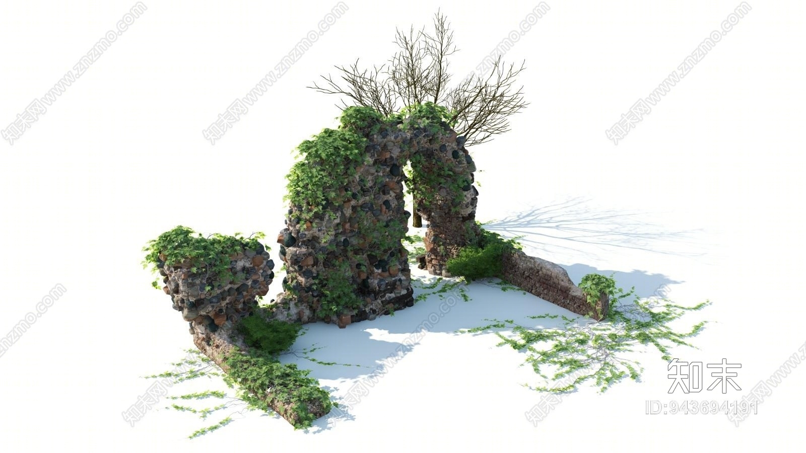 现代破旧墙体3D模型下载【ID:943694191】