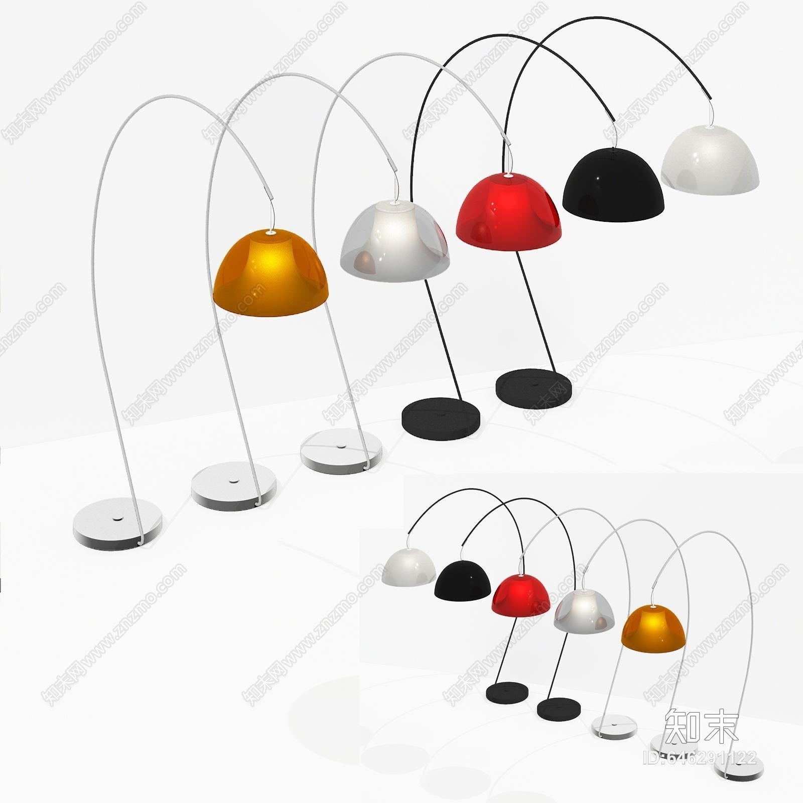 现代半圆灯罩台灯3D模型下载【ID:646291122】