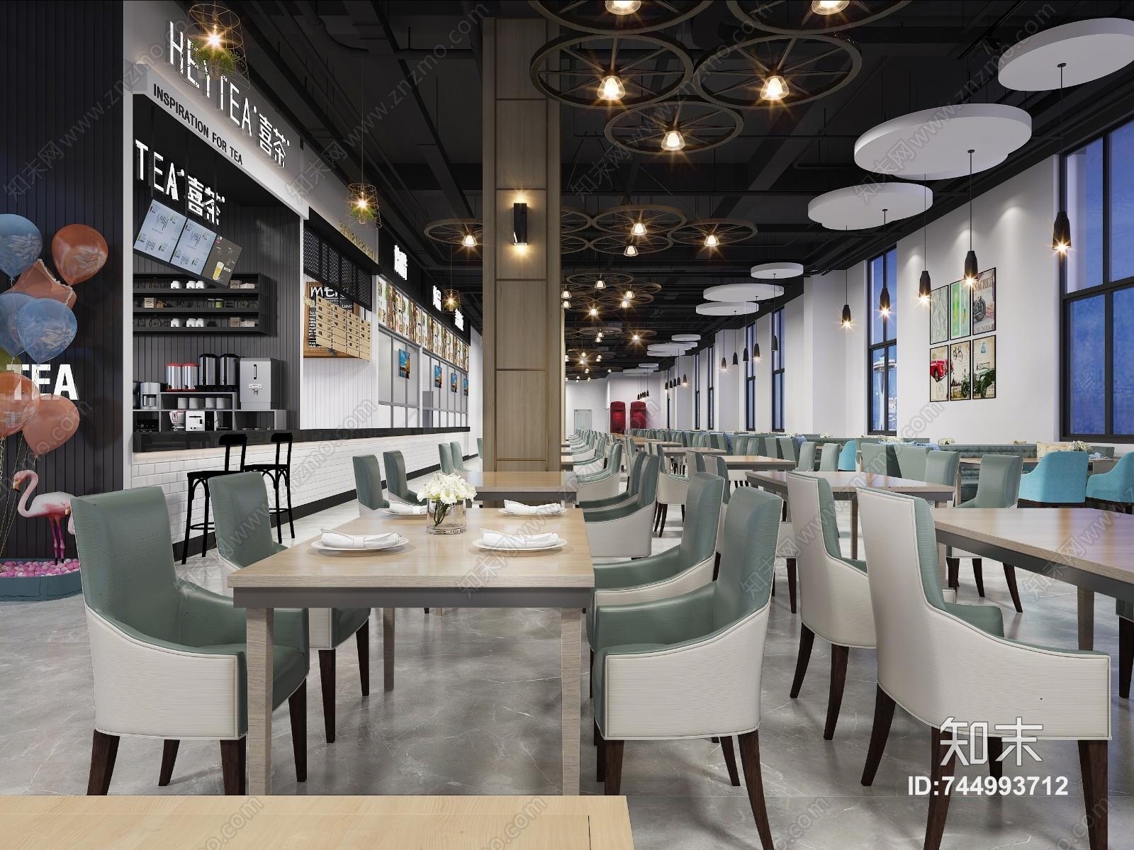 工业风食堂3D模型下载【ID:744993712】