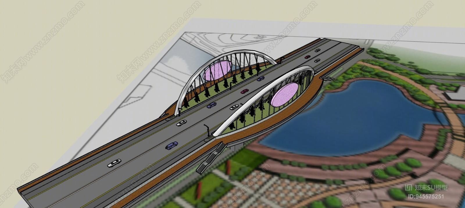 现代风格大桥SU模型下载【ID:945575251】