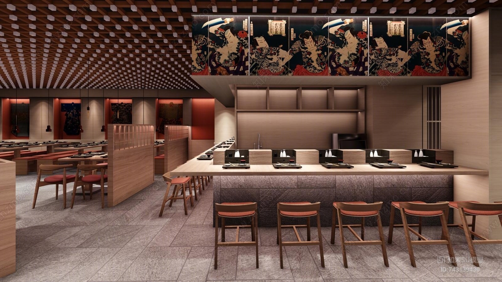 日式居酒屋SU模型下载【ID:743139430】
