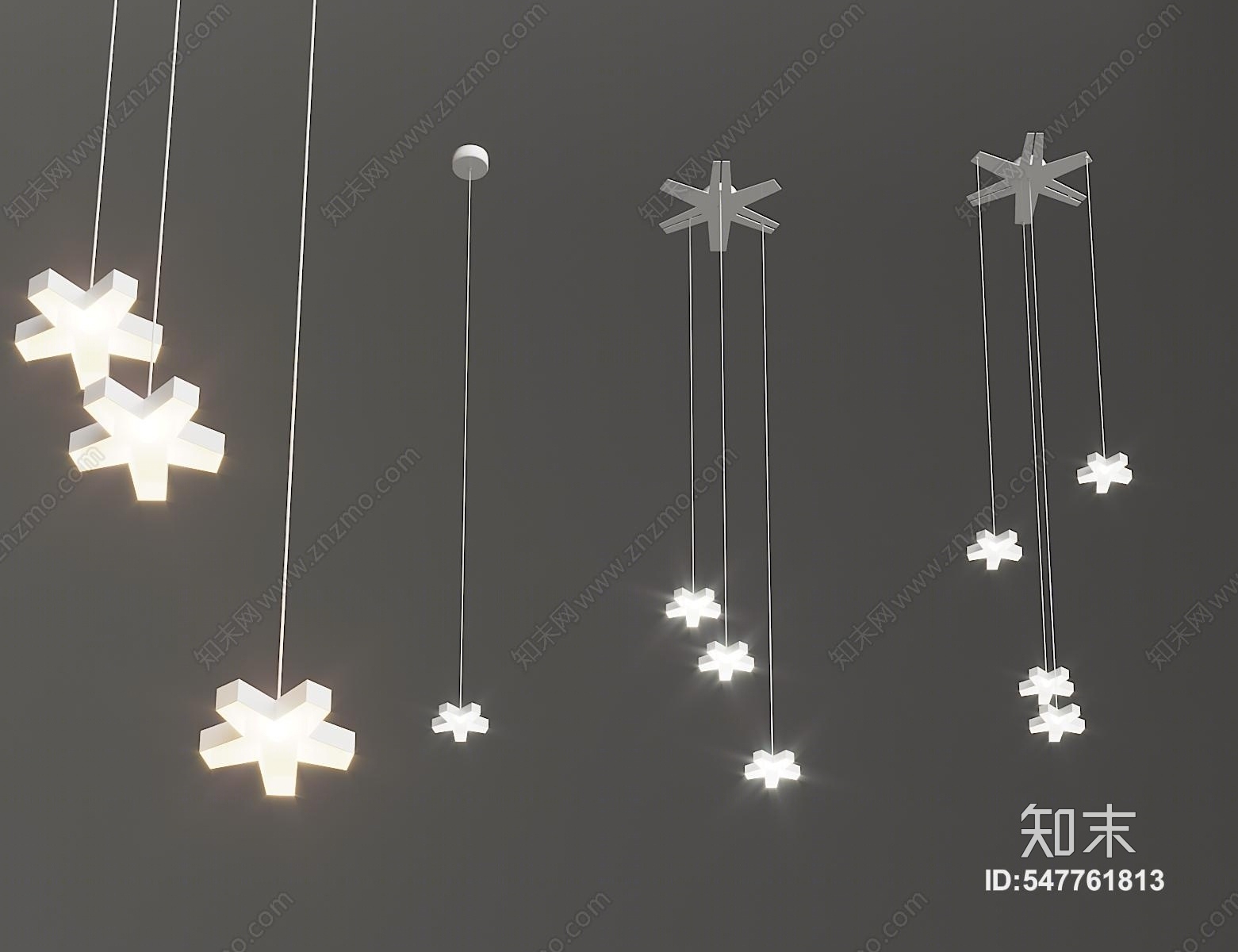 现代个性星星吊灯3D模型下载【ID:547761813】
