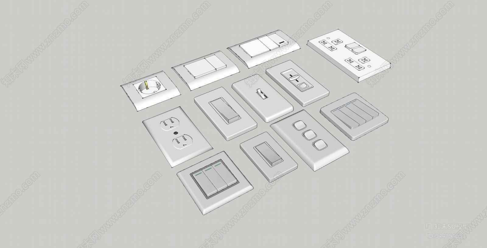 现代电灯开关SU模型下载【ID:944151633】