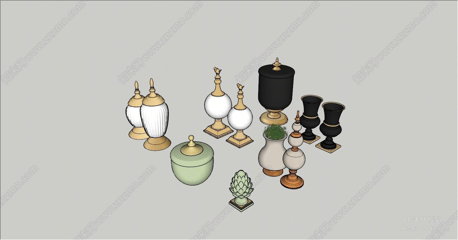 欧式花瓶SU模型下载【ID:943780969】