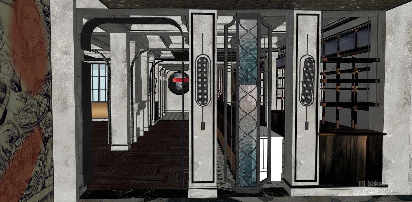 工业风酒吧SU模型下载【ID:841698529】