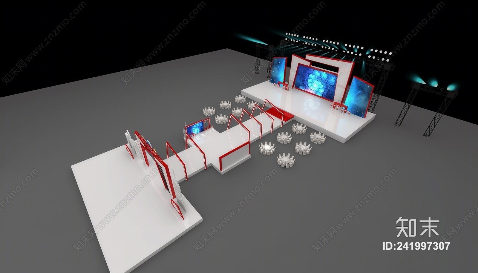 现代年会舞美舞台3D模型下载【ID:241997307】