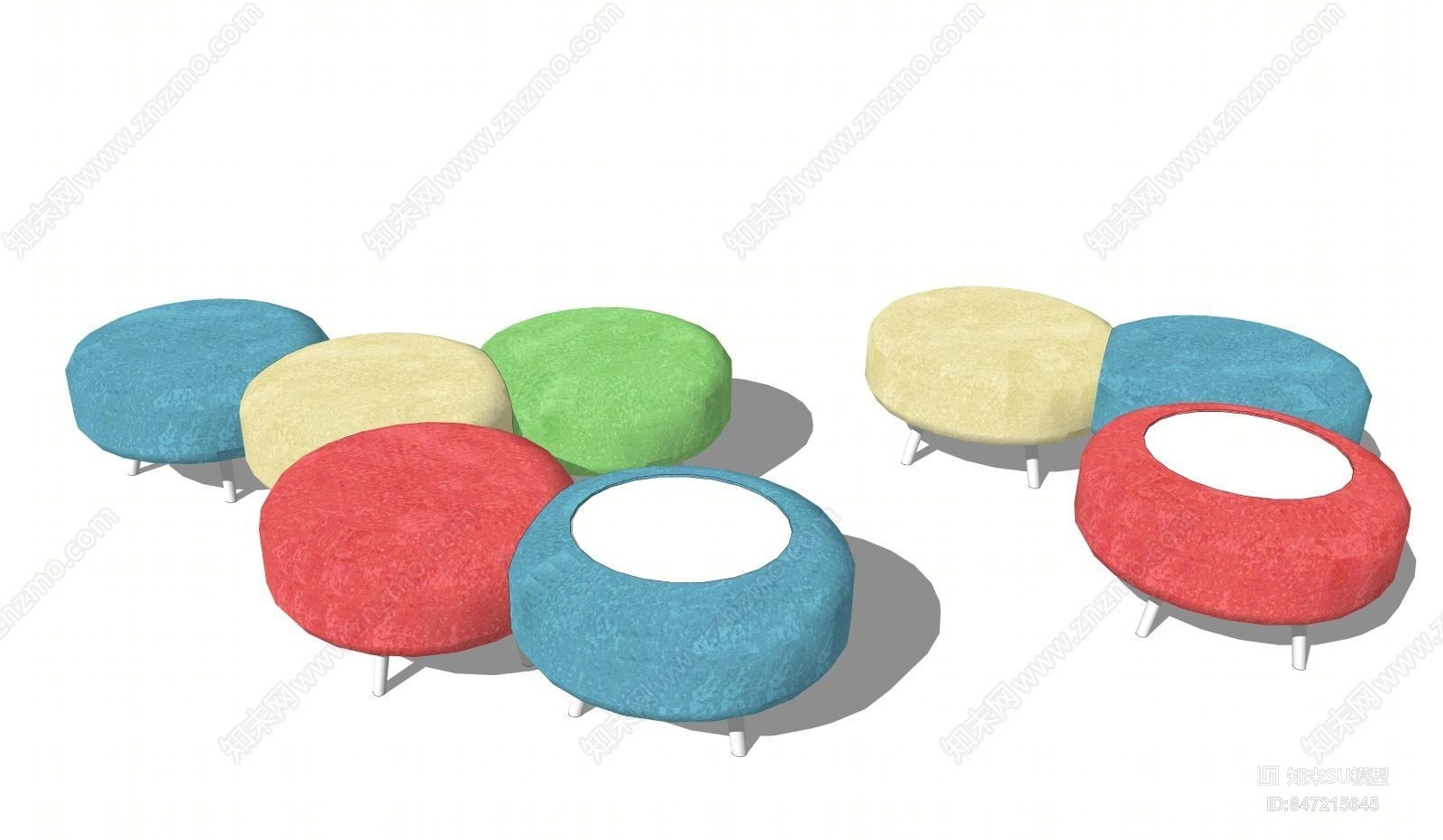 现代布艺圆凳SU模型下载【ID:847215645】