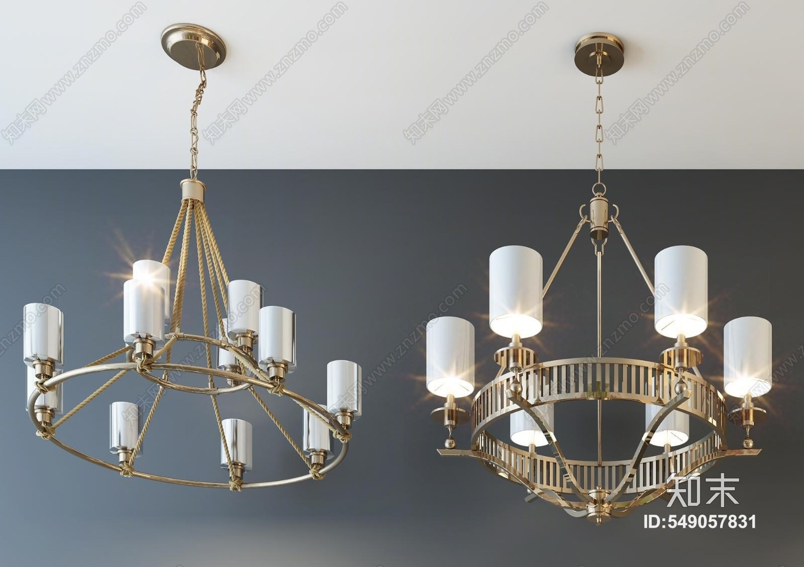 简欧吊灯3D模型下载【ID:549057831】_知末3d模型网