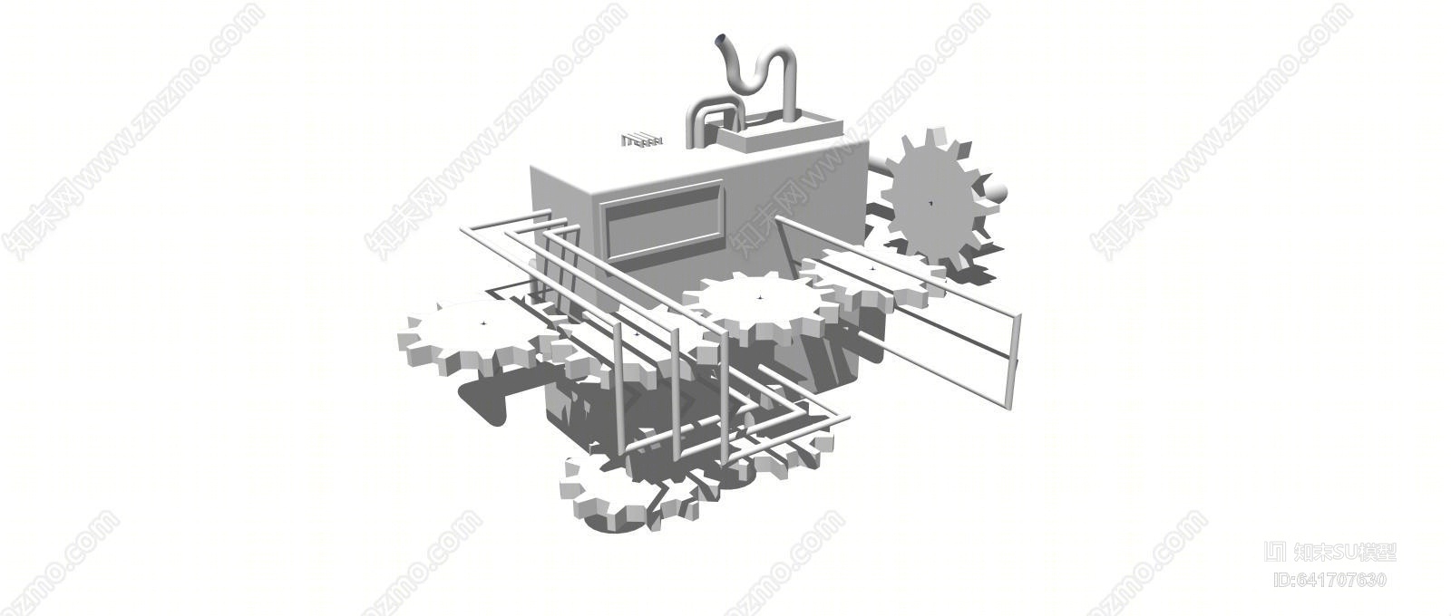 齿轮雕塑SU模型下载【ID:641707630】